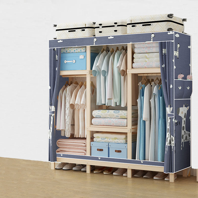 Contemporary Wardrobe Armoire Wood Frame Armoire with Garment Rod for Home