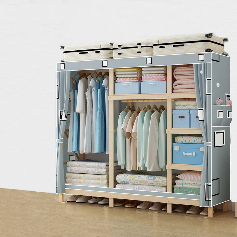 Contemporary Wardrobe Armoire Wood Frame Armoire with Garment Rod for Home