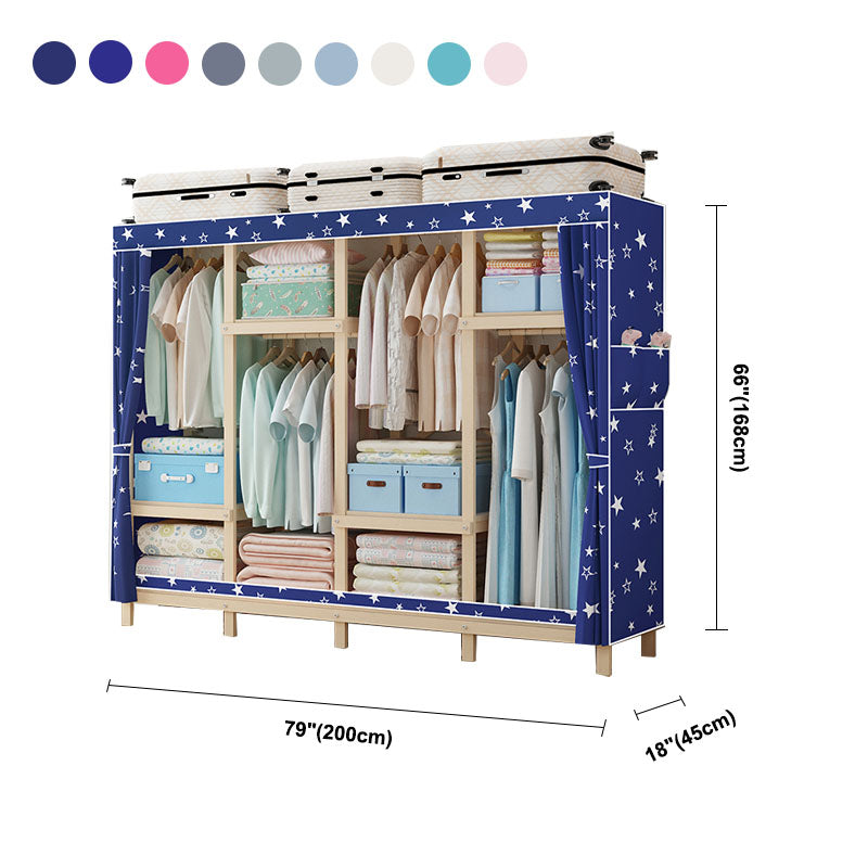 Contemporary Wardrobe Armoire Wood Frame Armoire with Garment Rod for Home