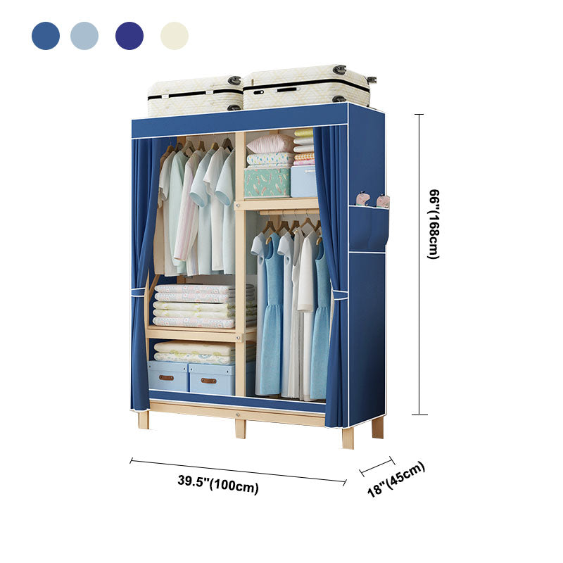 Contemporary Wardrobe Armoire Wood Frame Armoire with Garment Rod for Home