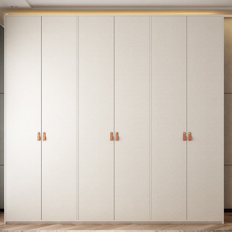 Modern White Wardrobe Cabinet Engineered Wood Wardrobe with Garment Rod
