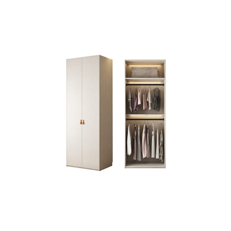 Modern White Wardrobe Cabinet Engineered Wood Wardrobe with Garment Rod