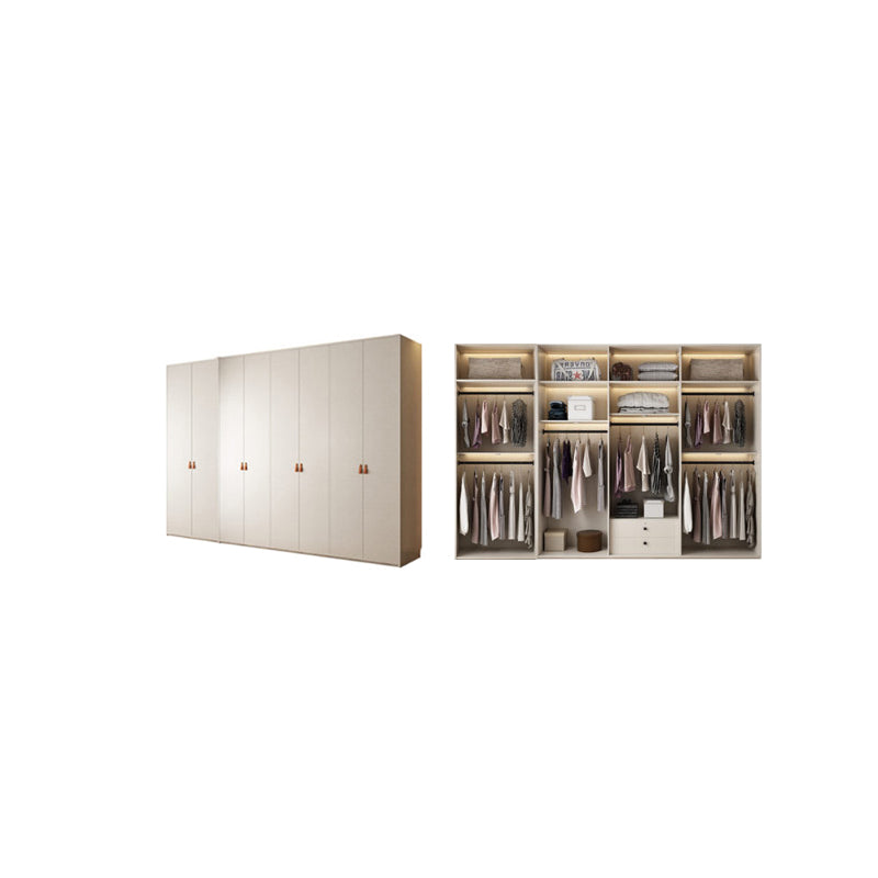 Modern White Wardrobe Cabinet Engineered Wood Wardrobe with Garment Rod