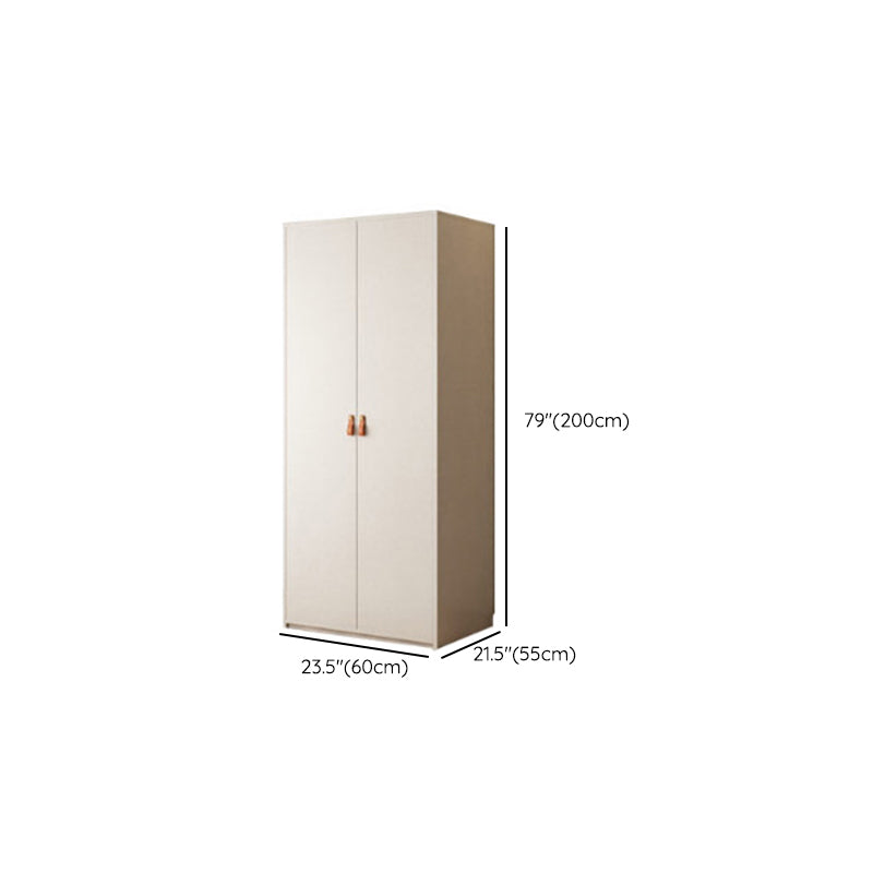 Modern White Wardrobe Cabinet Engineered Wood Wardrobe with Garment Rod