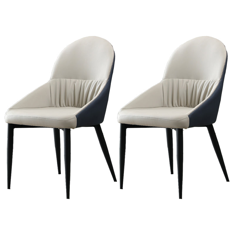 Silla lateral tapizada interna moderna silla lateral de cuero falso con patas de metal