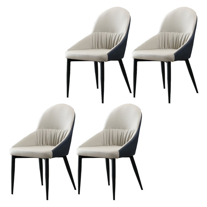 Silla lateral tapizada interna moderna silla lateral de cuero falso con patas de metal