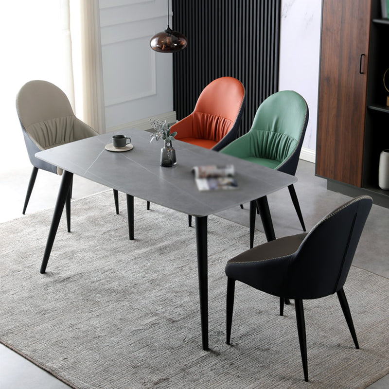 Silla lateral tapizada interna moderna silla lateral de cuero falso con patas de metal