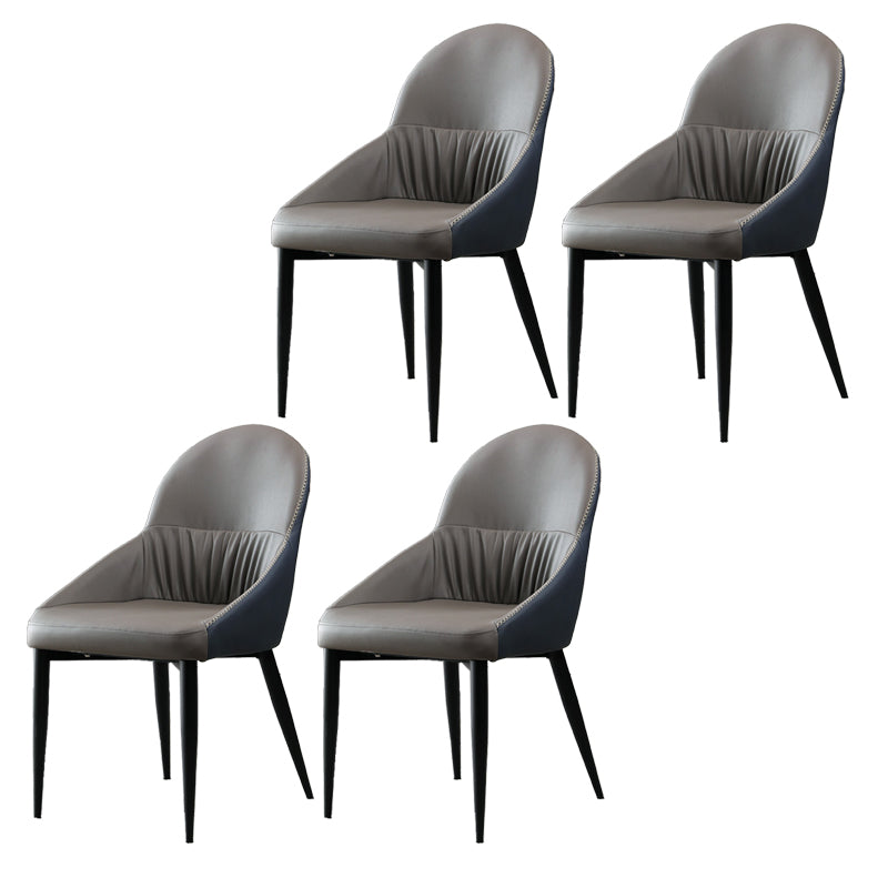 Silla lateral tapizada interna moderna silla lateral de cuero falso con patas de metal