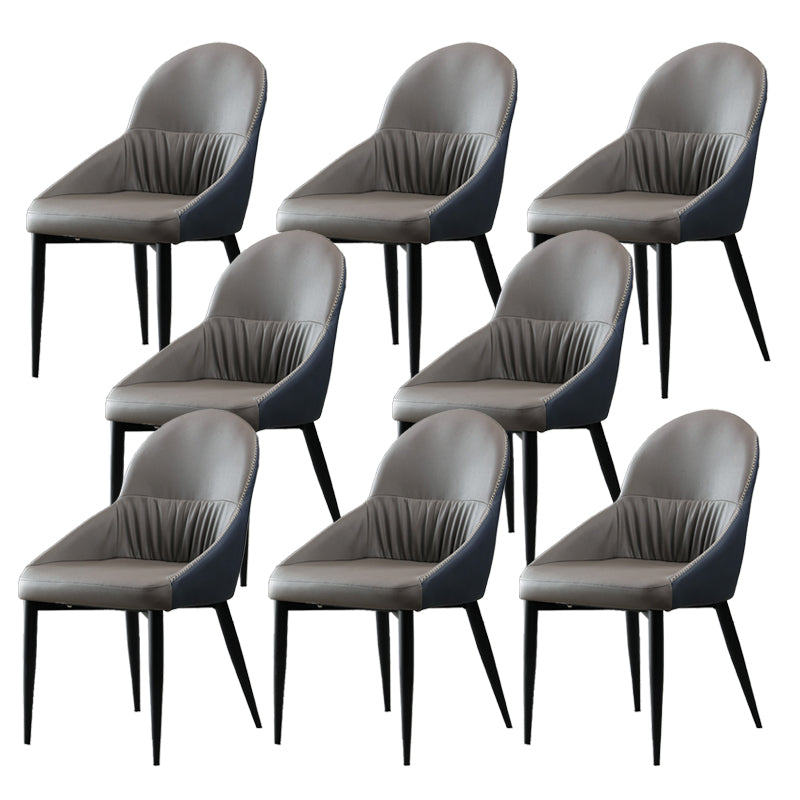 Silla lateral tapizada interna moderna silla lateral de cuero falso con patas de metal