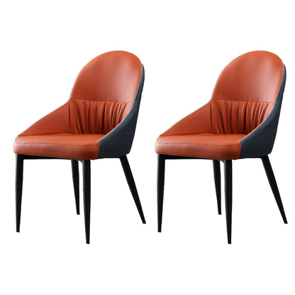 Silla lateral tapizada interna moderna silla lateral de cuero falso con patas de metal