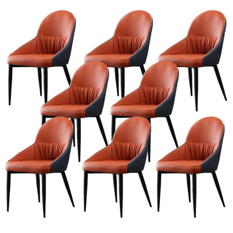 Silla lateral tapizada interna moderna silla lateral de cuero falso con patas de metal