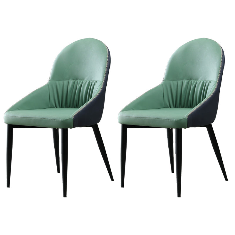 Silla lateral tapizada interna moderna silla lateral de cuero falso con patas de metal