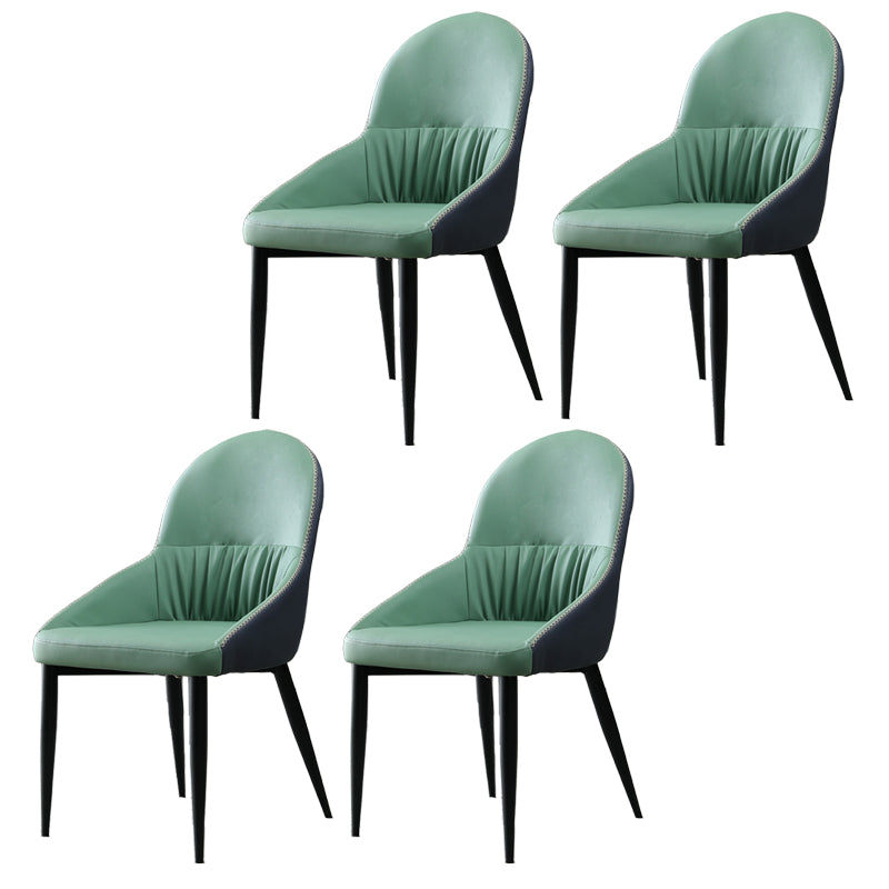 Silla lateral tapizada interna moderna silla lateral de cuero falso con patas de metal