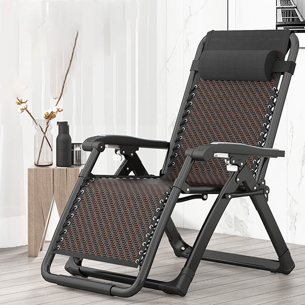 Contemporary Standard Recliner with Removable Cushions and Metal Legs Deck Chair Brown Not Available Clearhalo 'Chairs & Seating' 'furn' 'furn_recliners' 'Furniture' 'Living Room Furniture' 'Recliners' 7791312