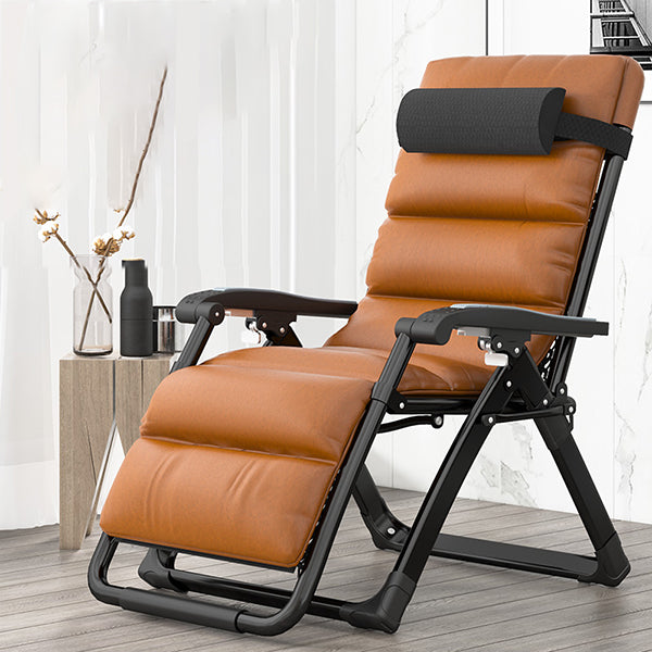 Contemporary Standard Recliner with Removable Cushions and Metal Legs Recliner & Cushion Orange Clearhalo 'Chairs & Seating' 'furn' 'furn_recliners' 'Furniture' 'Living Room Furniture' 'Recliners' 7791315