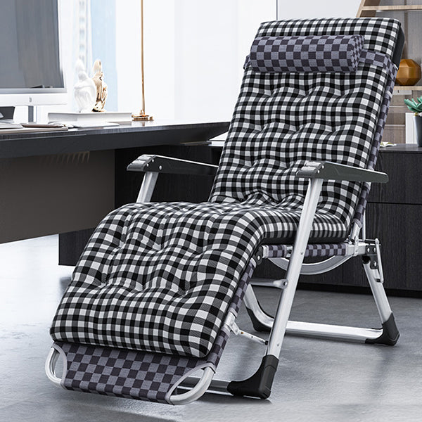 Contemporary Plaid Pattern Standard Recliner with Metal Base and Arms Clearhalo 'Chairs & Seating' 'furn' 'furn_recliners' 'Furniture' 'Living Room Furniture' 'Recliners' 7791350