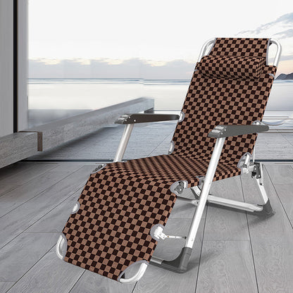 Contemporary Plaid Pattern Standard Recliner with Metal Base and Arms Deck Chair Brown Not Available Clearhalo 'Chairs & Seating' 'furn' 'furn_recliners' 'Furniture' 'Living Room Furniture' 'Recliners' 7791351