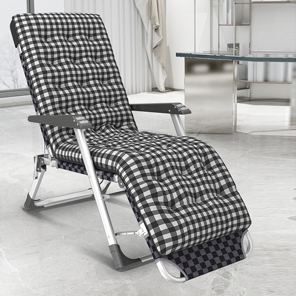 Contemporary Plaid Pattern Standard Recliner with Metal Base and Arms Clearhalo 'Chairs & Seating' 'furn' 'furn_recliners' 'Furniture' 'Living Room Furniture' 'Recliners' 7791357