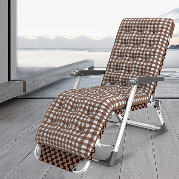 Contemporary Plaid Pattern Standard Recliner with Metal Base and Arms Recliner & Cushion Clear-Brown Brown Clearhalo 'Chairs & Seating' 'furn' 'furn_recliners' 'Furniture' 'Living Room Furniture' 'Recliners' 7791364