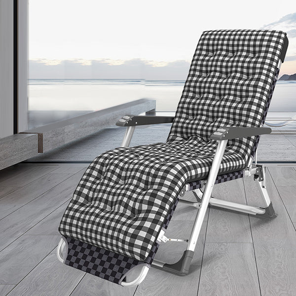 Contemporary Plaid Pattern Standard Recliner with Metal Base and Arms Clearhalo 'Chairs & Seating' 'furn' 'furn_recliners' 'Furniture' 'Living Room Furniture' 'Recliners' 7791366