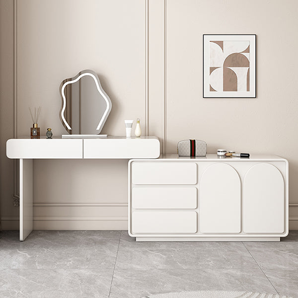 Lighted Mirror Wood White Modern Vanity Dressing Table with Drawers Clearhalo 'Bedroom Furniture' 'furn' 'furn_makeup_vanities' 'Furniture' 'Makeup Vanities' 'makeup_vanities' 7791462