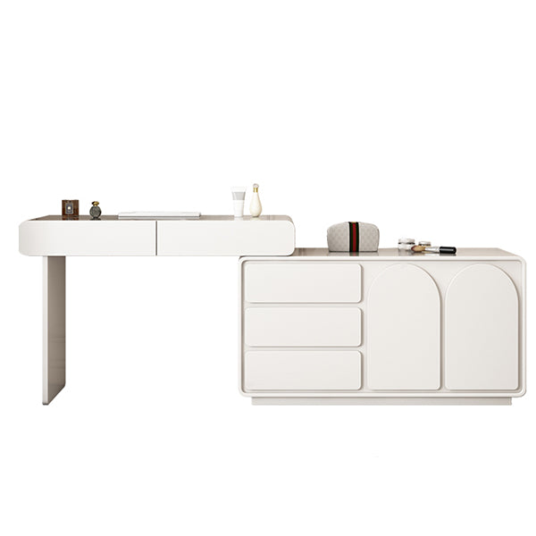 Lighted Mirror Wood White Modern Vanity Dressing Table with Drawers Makeup Vanity Clearhalo 'Bedroom Furniture' 'furn' 'furn_makeup_vanities' 'Furniture' 'Makeup Vanities' 'makeup_vanities' 7791463