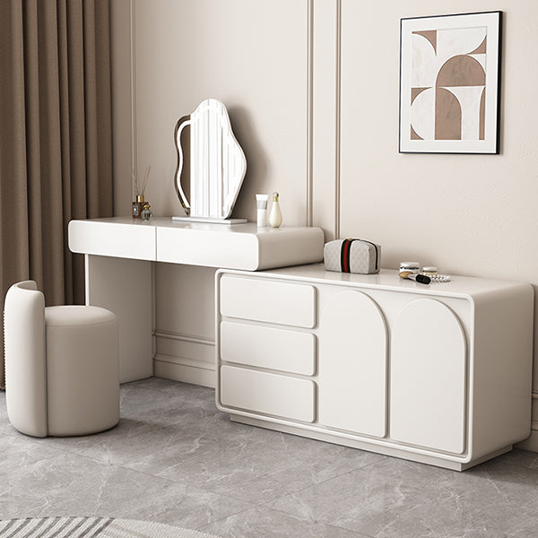Lighted Mirror Wood White Modern Vanity Dressing Table with Drawers Clearhalo 'Bedroom Furniture' 'furn' 'furn_makeup_vanities' 'Furniture' 'Makeup Vanities' 'makeup_vanities' 7791464