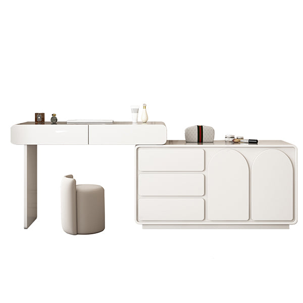 Lighted Mirror Wood White Modern Vanity Dressing Table with Drawers Makeup Vanity & Stools Clearhalo 'Bedroom Furniture' 'furn' 'furn_makeup_vanities' 'Furniture' 'Makeup Vanities' 'makeup_vanities' 7791465