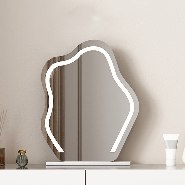 Lighted Mirror Wood White Modern Vanity Dressing Table with Drawers Clearhalo 'Bedroom Furniture' 'furn' 'furn_makeup_vanities' 'Furniture' 'Makeup Vanities' 'makeup_vanities' 7791468