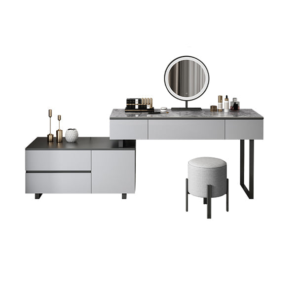Gray Bedroom Lighted Mirror Vanity Makeup Dressing Table Set Clearhalo 'Bedroom Furniture' 'furn' 'furn_makeup_vanities' 'Furniture' 'Makeup Vanities' 'makeup_vanities' 7791482