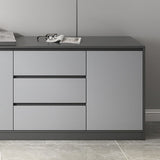 Grijze 3-lads houten ijdelheid kleedtafel met make-uptafel en ontlasting