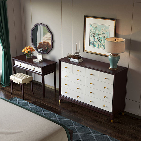 Standing Brown 2-Drawer Bedroom Solid Wood Makeup Vanity Desk Table Clearhalo 'Bedroom Furniture' 'furn' 'furn_makeup_vanities' 'Furniture' 'Makeup Vanities' 'makeup_vanities' 7791514