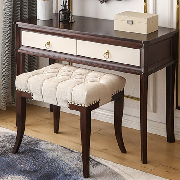 Standing Brown 2-Drawer Bedroom Solid Wood Makeup Vanity Desk Table Clearhalo 'Bedroom Furniture' 'furn' 'furn_makeup_vanities' 'Furniture' 'Makeup Vanities' 'makeup_vanities' 7791515