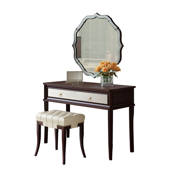 Standing Brown 2-Drawer Bedroom Solid Wood Makeup Vanity Desk Table Clearhalo 'Bedroom Furniture' 'furn' 'furn_makeup_vanities' 'Furniture' 'Makeup Vanities' 'makeup_vanities' 7791519