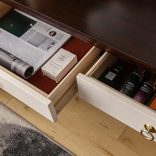 Standing Brown 2-Drawer Bedroom Solid Wood Makeup Vanity Desk Table Clearhalo 'Bedroom Furniture' 'furn' 'furn_makeup_vanities' 'Furniture' 'Makeup Vanities' 'makeup_vanities' 7791520