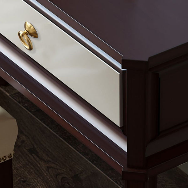 Standing Brown 2-Drawer Bedroom Solid Wood Makeup Vanity Desk Table Clearhalo 'Bedroom Furniture' 'furn' 'furn_makeup_vanities' 'Furniture' 'Makeup Vanities' 'makeup_vanities' 7791523