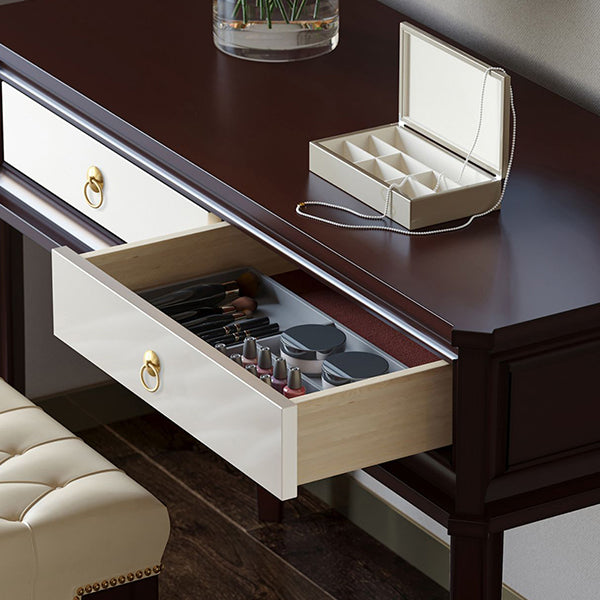 Standing Brown 2-Drawer Bedroom Solid Wood Makeup Vanity Desk Table Clearhalo 'Bedroom Furniture' 'furn' 'furn_makeup_vanities' 'Furniture' 'Makeup Vanities' 'makeup_vanities' 7791524