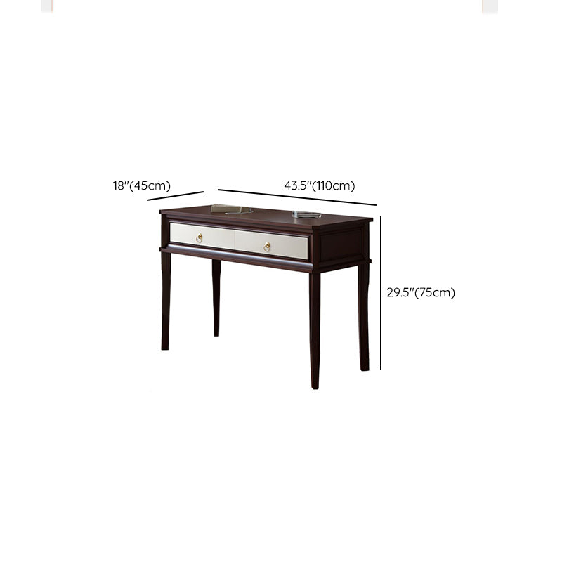 Standing Brown 2-Drawer Bedroom Solid Wood Makeup Vanity Desk Table Clearhalo 'Bedroom Furniture' 'furn' 'furn_makeup_vanities' 'Furniture' 'Makeup Vanities' 'makeup_vanities' 7791525