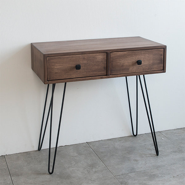 Mid-Century Modern 2-Drawer Solid Wood Brown Standing Vanity Dressing Table Makeup Vanity Not Available Clearhalo 'Bedroom Furniture' 'furn' 'furn_makeup_vanities' 'Furniture' 'Makeup Vanities' 'makeup_vanities' 7791555