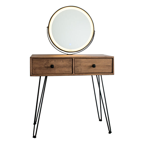 Mid-Century Modern 2-Drawer Solid Wood Brown Standing Vanity Dressing Table Clearhalo 'Bedroom Furniture' 'furn' 'furn_makeup_vanities' 'Furniture' 'Makeup Vanities' 'makeup_vanities' 7791563
