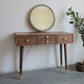 Solid Wood Brown Bedroom Lighted Mirror Vanity Dressing Table