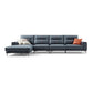 Sectional Sofa with Cushion Back 68.11" Wide Faux leather Stain-Resistant Blue Faux Leather Left Clearhalo 'furn' 'furn_sectionals' 'Furniture' 'Living Room Furniture' 'Sectionals' 7791619