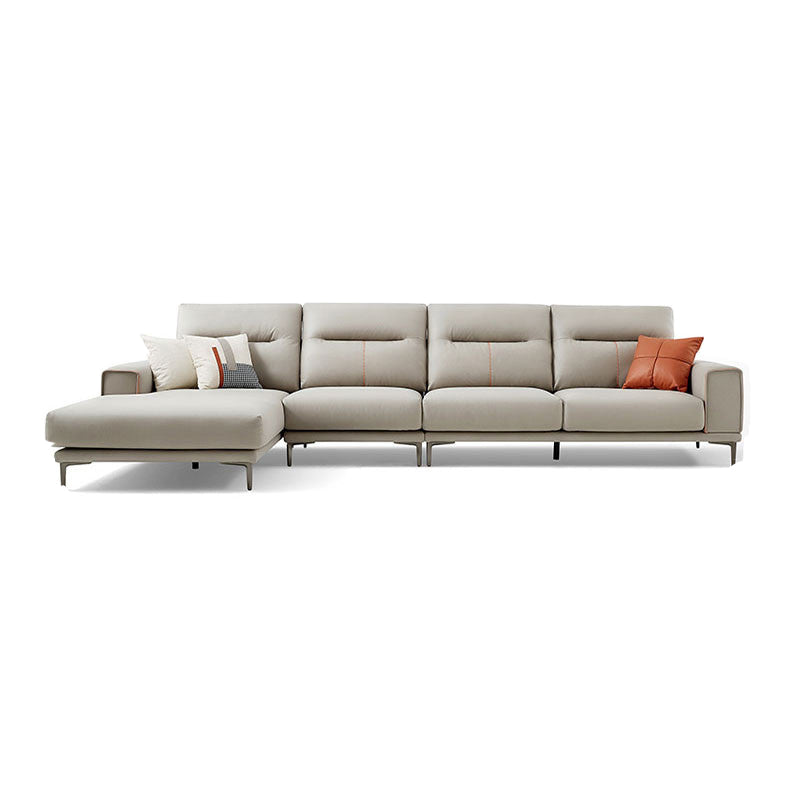 Sectional Sofa with Cushion Back 68.11" Wide Faux leather Stain-Resistant Grey Faux Leather Left Clearhalo 'furn' 'furn_sectionals' 'Furniture' 'Living Room Furniture' 'Sectionals' 7791621