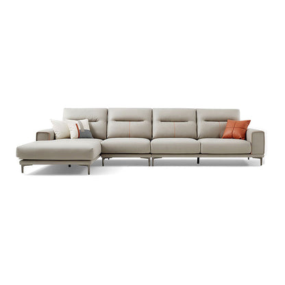 Sectional Sofa with Cushion Back 68.11" Wide Faux leather Stain-Resistant Grey Faux Leather Left Clearhalo 'furn' 'furn_sectionals' 'Furniture' 'Living Room Furniture' 'Sectionals' 7791621