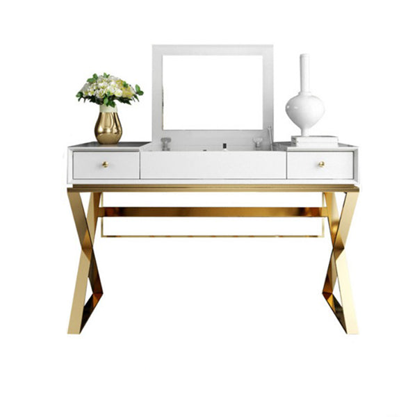 Specchio bianco e cassetti includevano set da tavolo da toeletta glam vanità