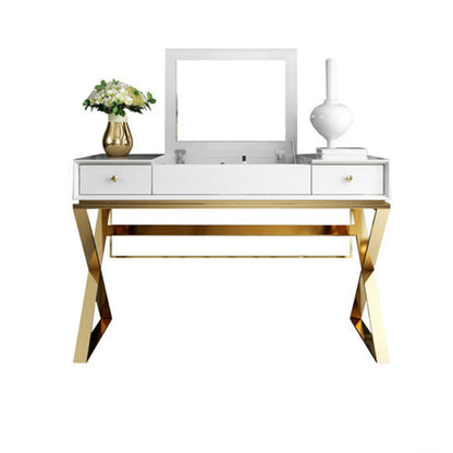 Specchio bianco e cassetti includevano set da tavolo da toeletta glam vanità