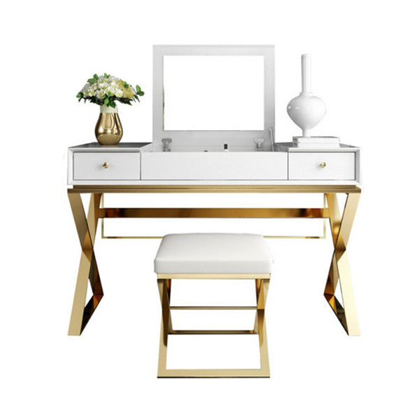 Specchio bianco e cassetti includevano set da tavolo da toeletta glam vanità