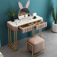 Modern Pink and Gray Standing Vanity Dressing Table with Makeup Table and Stool