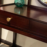 Bruin massief hout staan ​​2 lade ijdelheid kleedtafel set