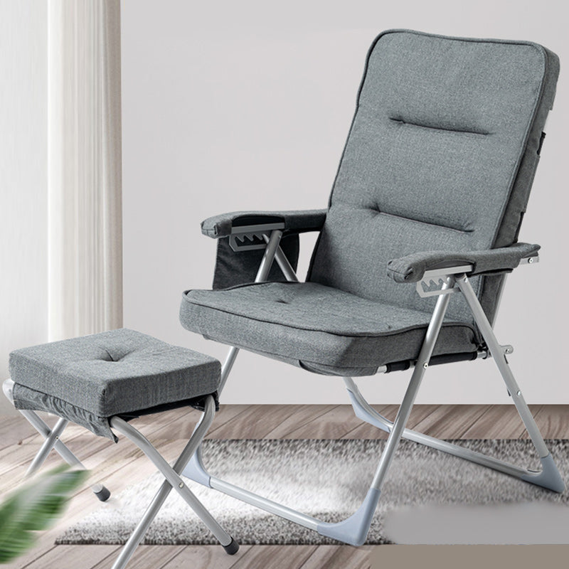 Contemporary Metal Indoor Ergonimic Recliner Position Lock Standard Linen Blend Clearhalo 'Chairs & Seating' 'furn' 'furn_recliners' 'Furniture' 'Living Room Furniture' 'Recliners' 7792412